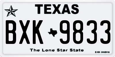 TX license plate BXK9833