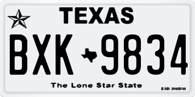 TX license plate BXK9834