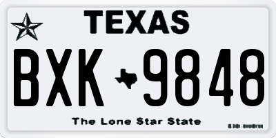 TX license plate BXK9848