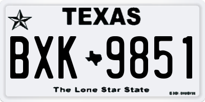 TX license plate BXK9851