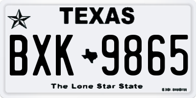 TX license plate BXK9865