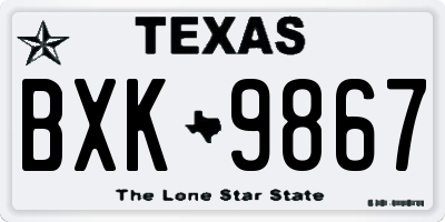 TX license plate BXK9867