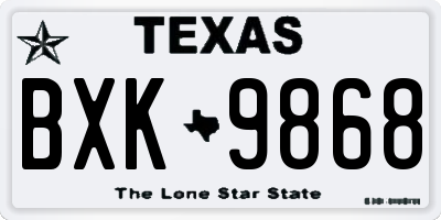 TX license plate BXK9868