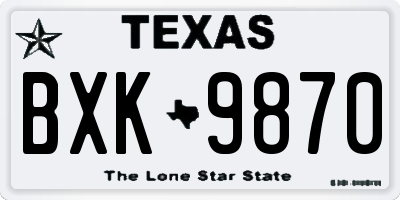 TX license plate BXK9870