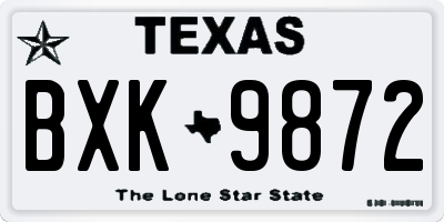 TX license plate BXK9872