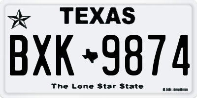 TX license plate BXK9874