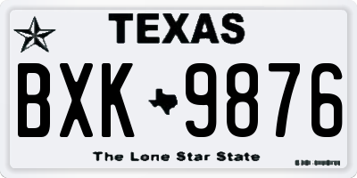 TX license plate BXK9876