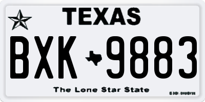 TX license plate BXK9883