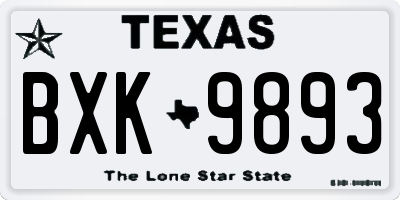 TX license plate BXK9893
