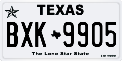 TX license plate BXK9905