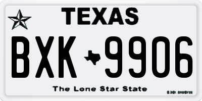 TX license plate BXK9906