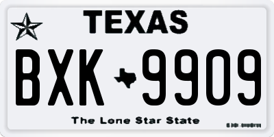 TX license plate BXK9909