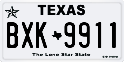 TX license plate BXK9911