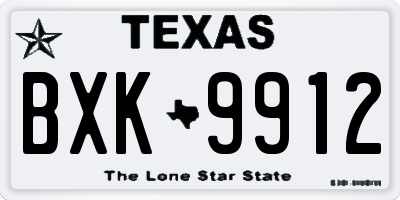 TX license plate BXK9912