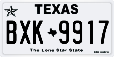 TX license plate BXK9917