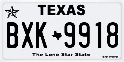 TX license plate BXK9918