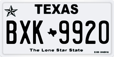 TX license plate BXK9920