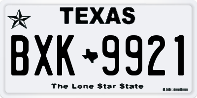 TX license plate BXK9921
