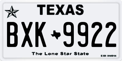 TX license plate BXK9922