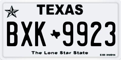 TX license plate BXK9923