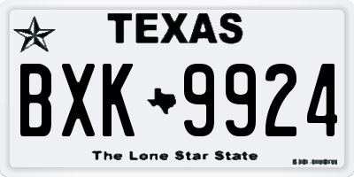TX license plate BXK9924