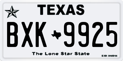 TX license plate BXK9925