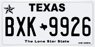 TX license plate BXK9926