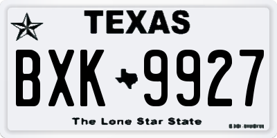 TX license plate BXK9927