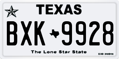 TX license plate BXK9928