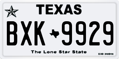 TX license plate BXK9929