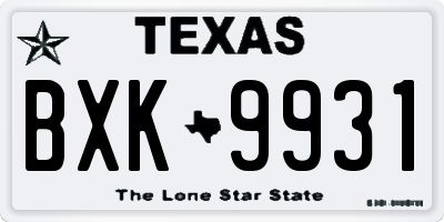 TX license plate BXK9931