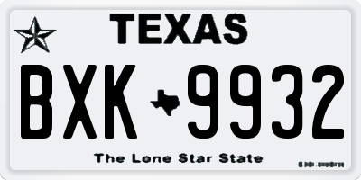 TX license plate BXK9932