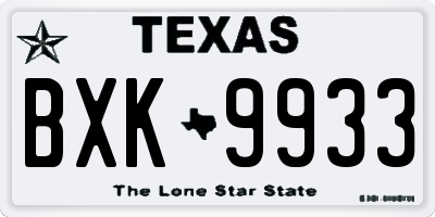 TX license plate BXK9933