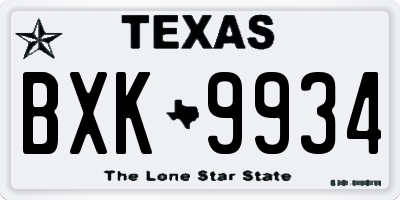 TX license plate BXK9934