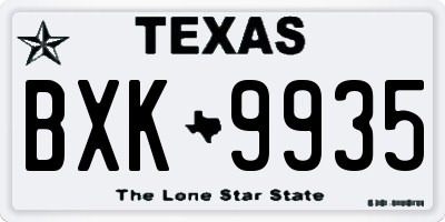 TX license plate BXK9935