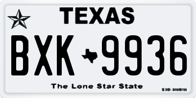 TX license plate BXK9936