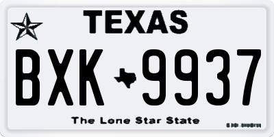 TX license plate BXK9937