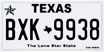 TX license plate BXK9938