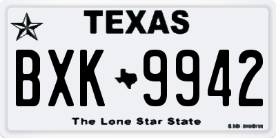 TX license plate BXK9942