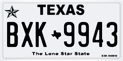 TX license plate BXK9943