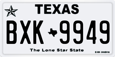 TX license plate BXK9949