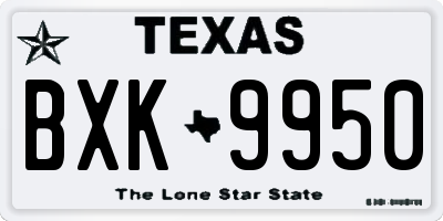 TX license plate BXK9950