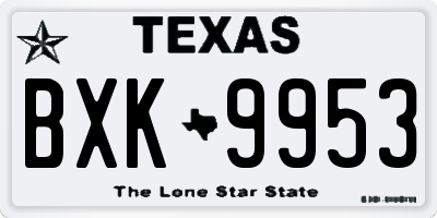 TX license plate BXK9953