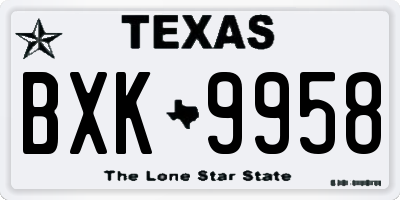 TX license plate BXK9958