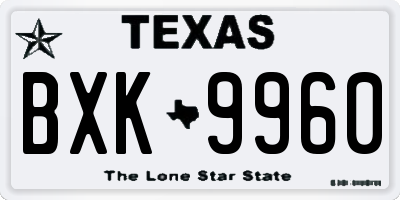TX license plate BXK9960