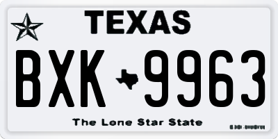 TX license plate BXK9963
