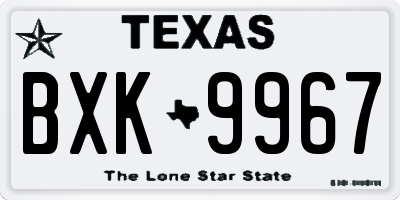 TX license plate BXK9967