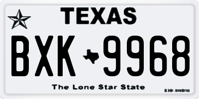 TX license plate BXK9968