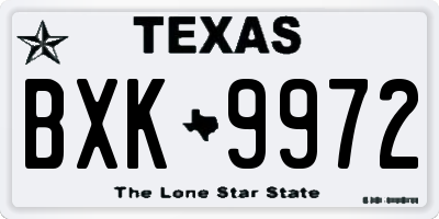 TX license plate BXK9972