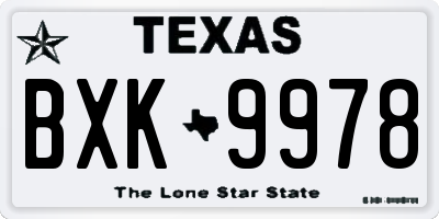 TX license plate BXK9978